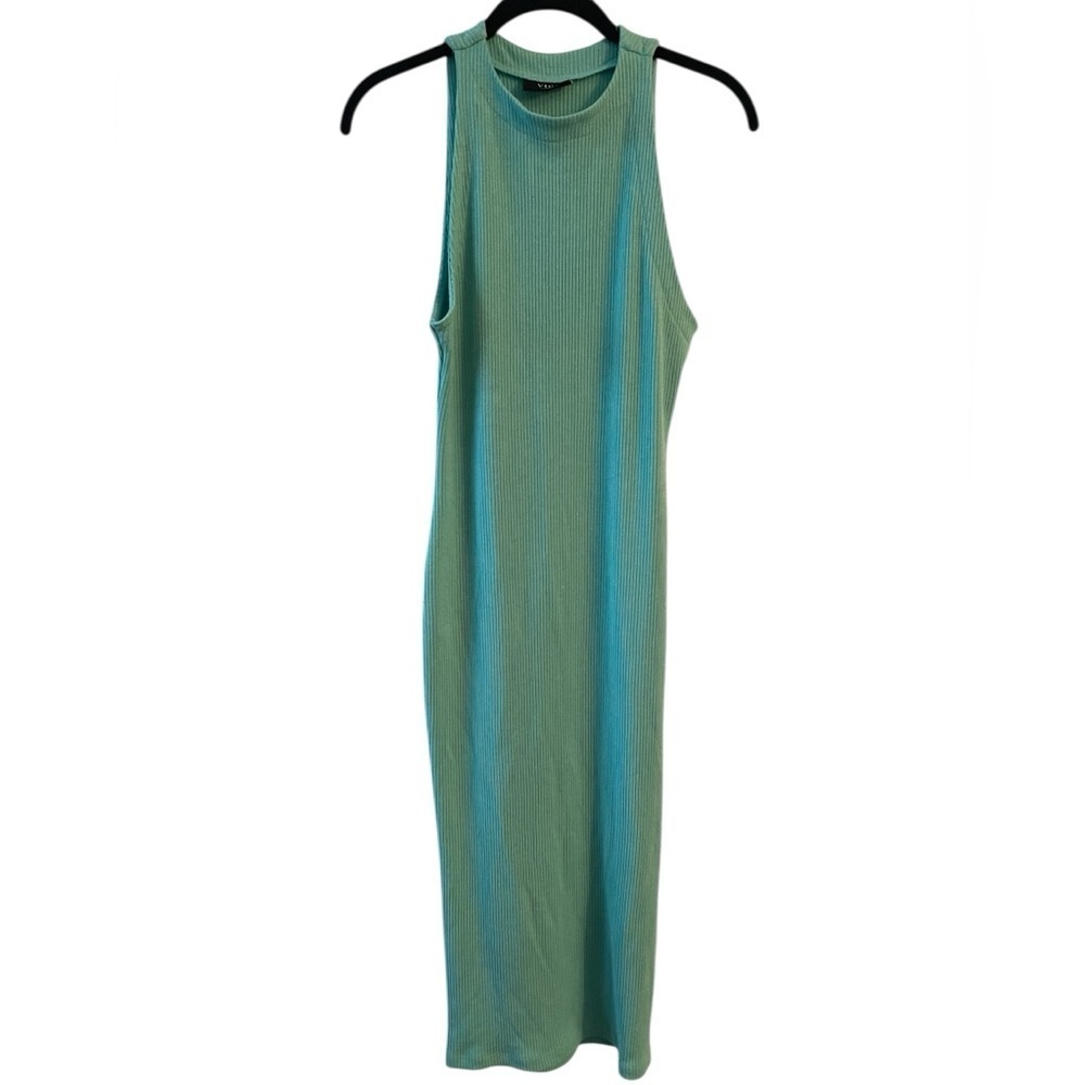 VICI Ribbed Mock Neck Bodycon Midi Dress Light Green Women’s Large - Picture 2 of 6